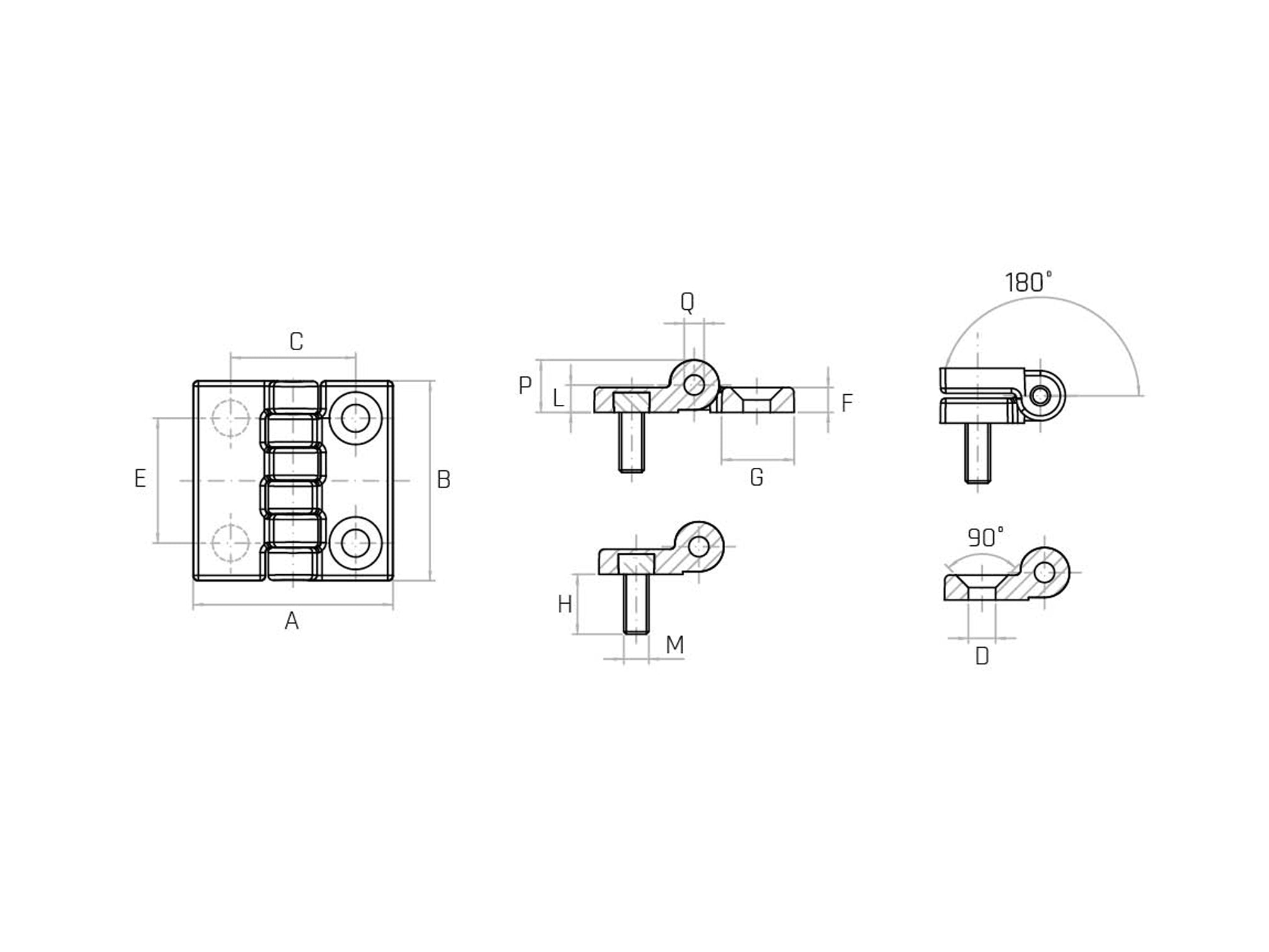 Flat hinge with pin and through hole for countersunk head screw (Pack of 10) - CGP/AC - Gamm Flat hinge with pin and through hole for countersunk head screw (Pack of 10) - CGP/AC - Gamm